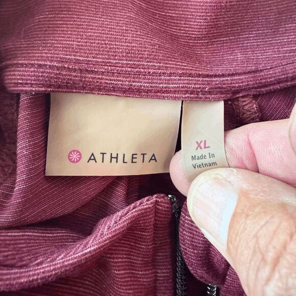 Athleta Women's Striped Athletic Performance Full Zip Jacket Red Size XL - Picture 3 of 7